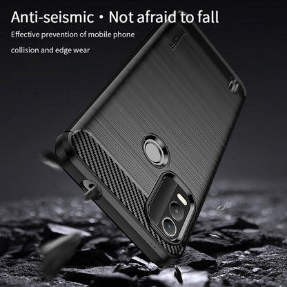MOFI JK TPU Series-1 for Nokia C21 Plus 4G Brushed Surface Soft TPU Drop-proof Case Carbon Fiber Phone Case