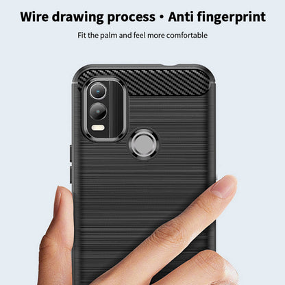 MOFI JK TPU Series-1 for Nokia C21 Plus 4G Brushed Surface Soft TPU Drop-proof Case Carbon Fiber Phone Case