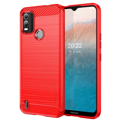 MOFI JK TPU Series-1 for Nokia C21 Plus 4G Brushed Surface Soft TPU Drop-proof Case Carbon Fiber Phone Case