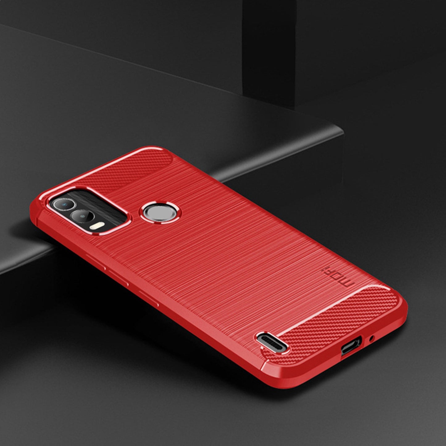 MOFI JK TPU Series-1 for Nokia C21 Plus 4G Brushed Surface Soft TPU Drop-proof Case Carbon Fiber Phone Case