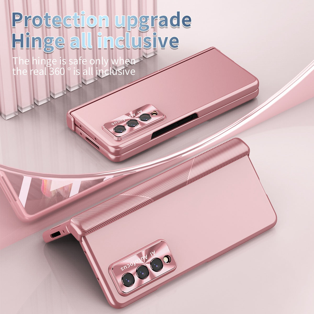 For Samsung Galaxy Z Fold3 5G Hinge + Stylus Pen Design Electroplating Hard PC Lens Protection Phone Case with Tempered Glass Screen Protector