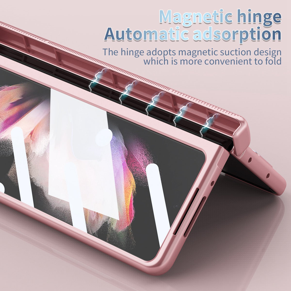 For Samsung Galaxy Z Fold3 5G Hinge + Stylus Pen Design Electroplating Hard PC Lens Protection Phone Case with Tempered Glass Screen Protector