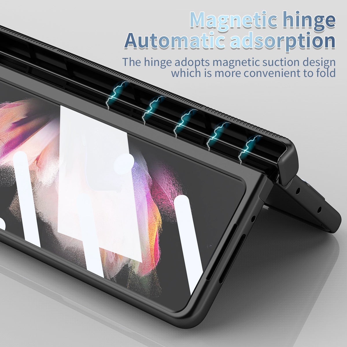 For Samsung Galaxy Z Fold3 5G Hinge + Stylus Pen Design Electroplating Hard PC Lens Protection Phone Case with Tempered Glass Screen Protector
