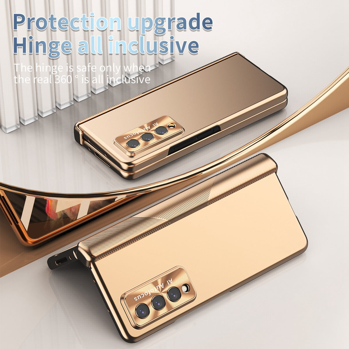 For Samsung Galaxy Z Fold3 5G Hinge + Stylus Pen Design Electroplating Hard PC Lens Protection Phone Case with Tempered Glass Screen Protector