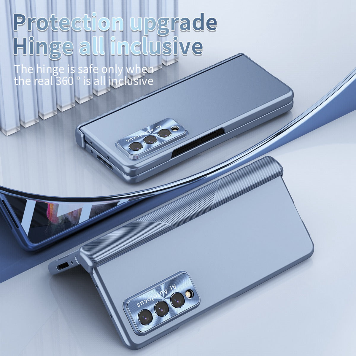 For Samsung Galaxy Z Fold3 5G Hinge + Stylus Pen Design Electroplating Hard PC Lens Protection Phone Case with Tempered Glass Screen Protector