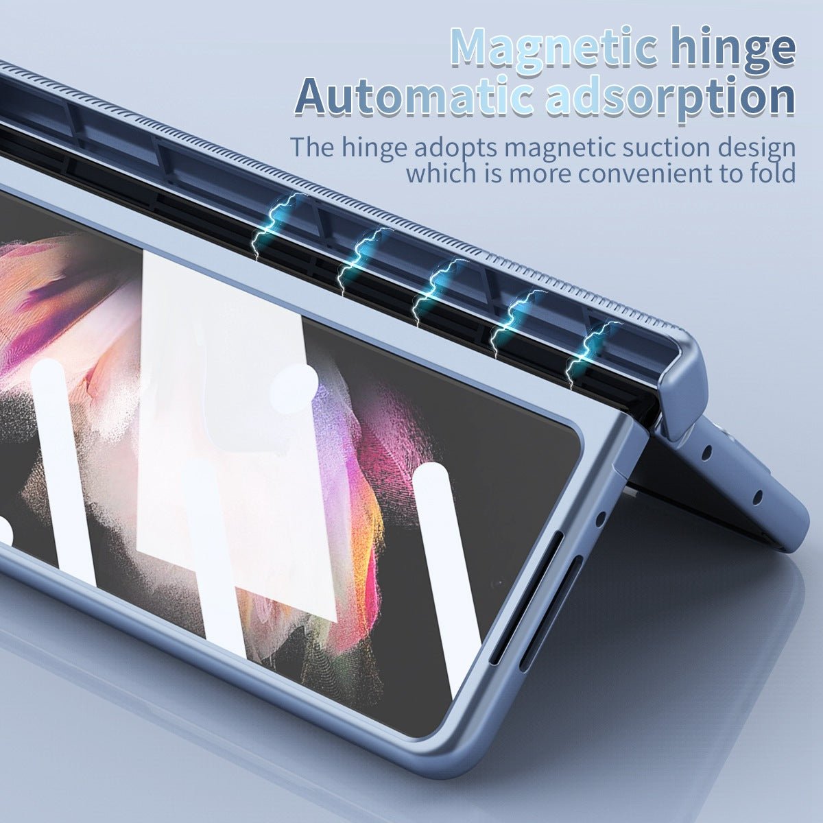 For Samsung Galaxy Z Fold3 5G Hinge + Stylus Pen Design Electroplating Hard PC Lens Protection Phone Case with Tempered Glass Screen Protector