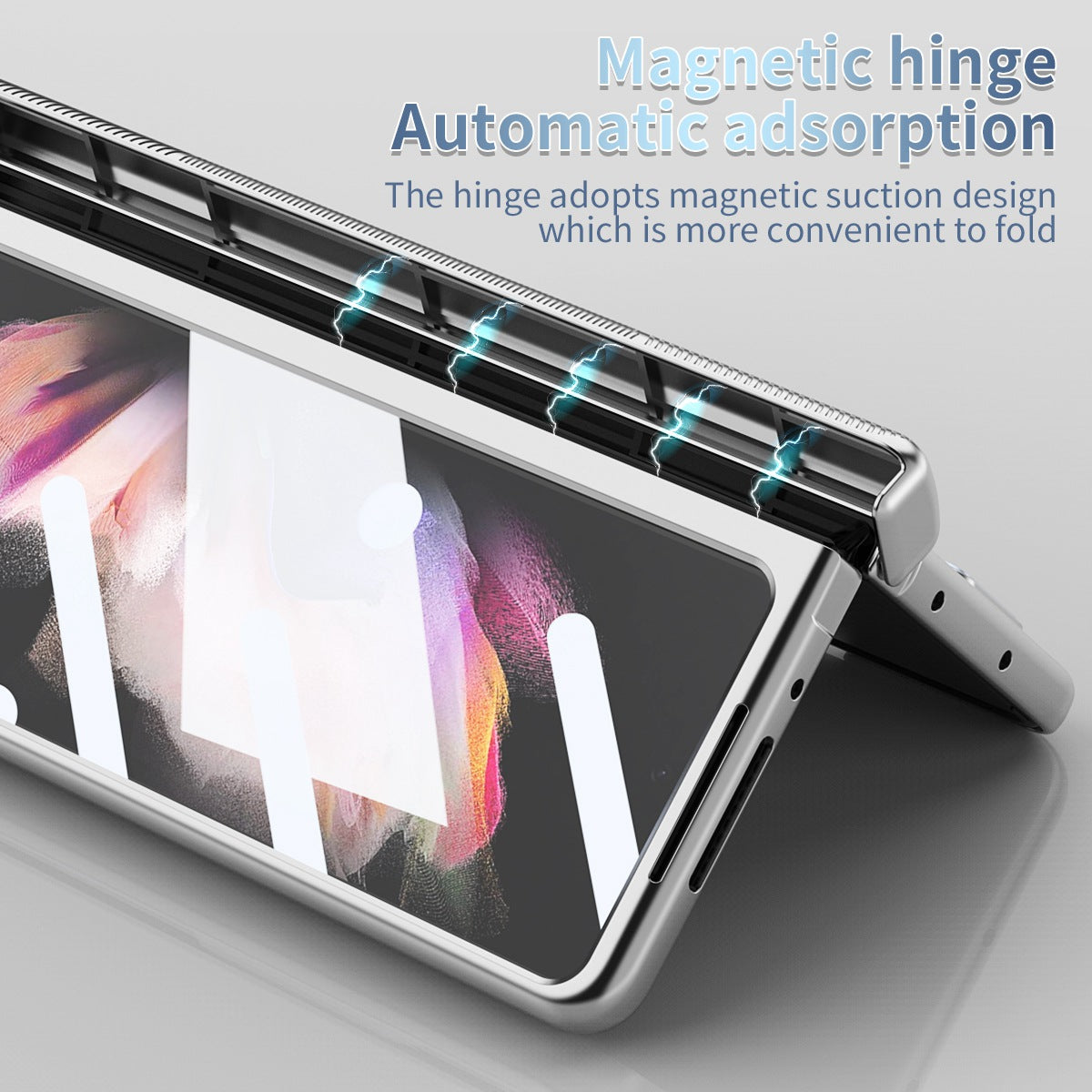 For Samsung Galaxy Z Fold3 5G Hinge + Stylus Pen Design Electroplating Hard PC Lens Protection Phone Case with Tempered Glass Screen Protector