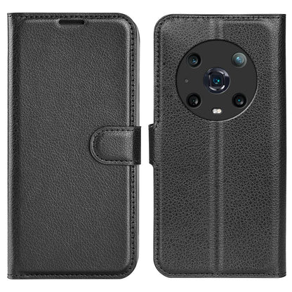 For Honor Magic4 Pro 5G Shockproof Litchi Texture Folio Flip Phone Case Anti-scratch PU Leather Wallet Stand Cover