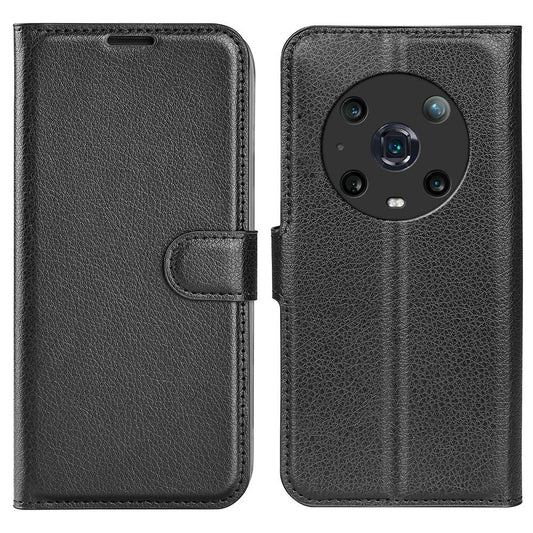 For Honor Magic4 Pro 5G Shockproof Litchi Texture Folio Flip Phone Case Anti-scratch PU Leather Wallet Stand Cover