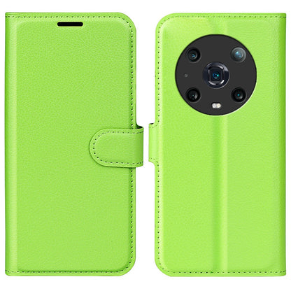 For Honor Magic4 Pro 5G Shockproof Litchi Texture Folio Flip Phone Case Anti-scratch PU Leather Wallet Stand Cover