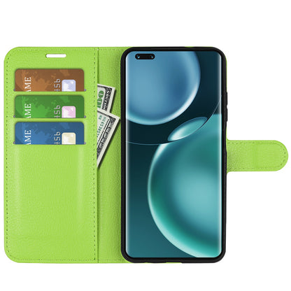 For Honor Magic4 Pro 5G Shockproof Litchi Texture Folio Flip Phone Case Anti-scratch PU Leather Wallet Stand Cover