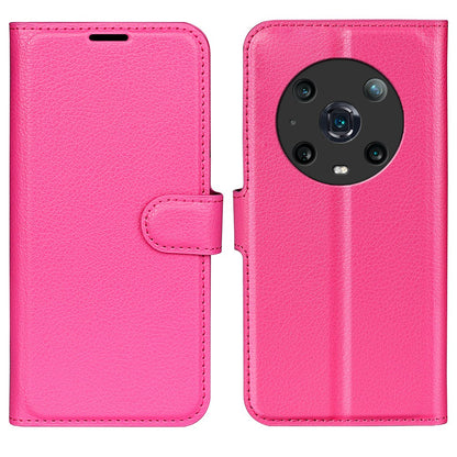 For Honor Magic4 Pro 5G Shockproof Litchi Texture Folio Flip Phone Case Anti-scratch PU Leather Wallet Stand Cover
