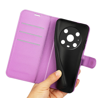 For Honor Magic4 Pro 5G Shockproof Litchi Texture Folio Flip Phone Case Anti-scratch PU Leather Wallet Stand Cover