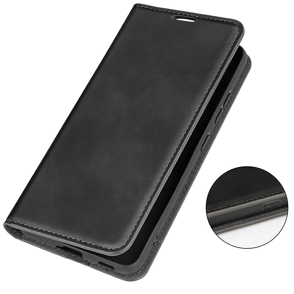 For Honor Magic4 Pro 5G Skin-touch Feeling PU Leather Magnetic Auto-absorbed Phone Case Cover with Stand Wallet
