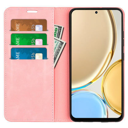 For Honor Magic4 Pro 5G Skin-touch Feeling PU Leather Magnetic Auto-absorbed Phone Case Cover with Stand Wallet