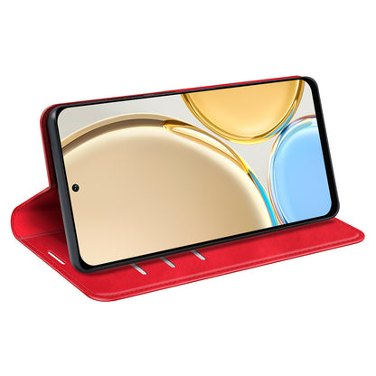 For Honor Magic4 Pro 5G Skin-touch Feeling PU Leather Magnetic Auto-absorbed Phone Case Cover with Stand Wallet
