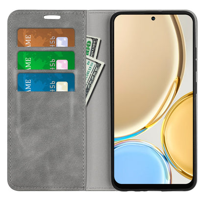For Honor Magic4 Pro 5G Skin-touch Feeling PU Leather Magnetic Auto-absorbed Phone Case Cover with Stand Wallet