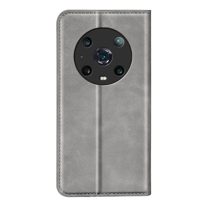 For Honor Magic4 Pro 5G Skin-touch Feeling PU Leather Magnetic Auto-absorbed Phone Case Cover with Stand Wallet