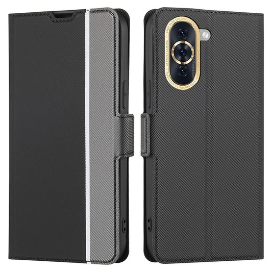 For Huawei nova 10 4G Ultra-thin Drop-proof Flip Phone Case Twill Texture PU Leather+TPU Anti-scratch Cellphone Cover with Stand