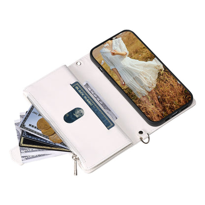 005 Style For Samsung Galaxy S22+ 5G, Anti-scratch Zipper Pocket Phone Cover Rhombus Texture PU Leather Wallet Case Stand with Strap