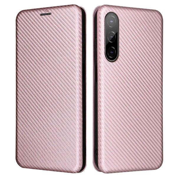 For HTC Desire 22 Pro 5G Card Holder Carbon Fiber Texture PU Leather Case Stand Phone Cover