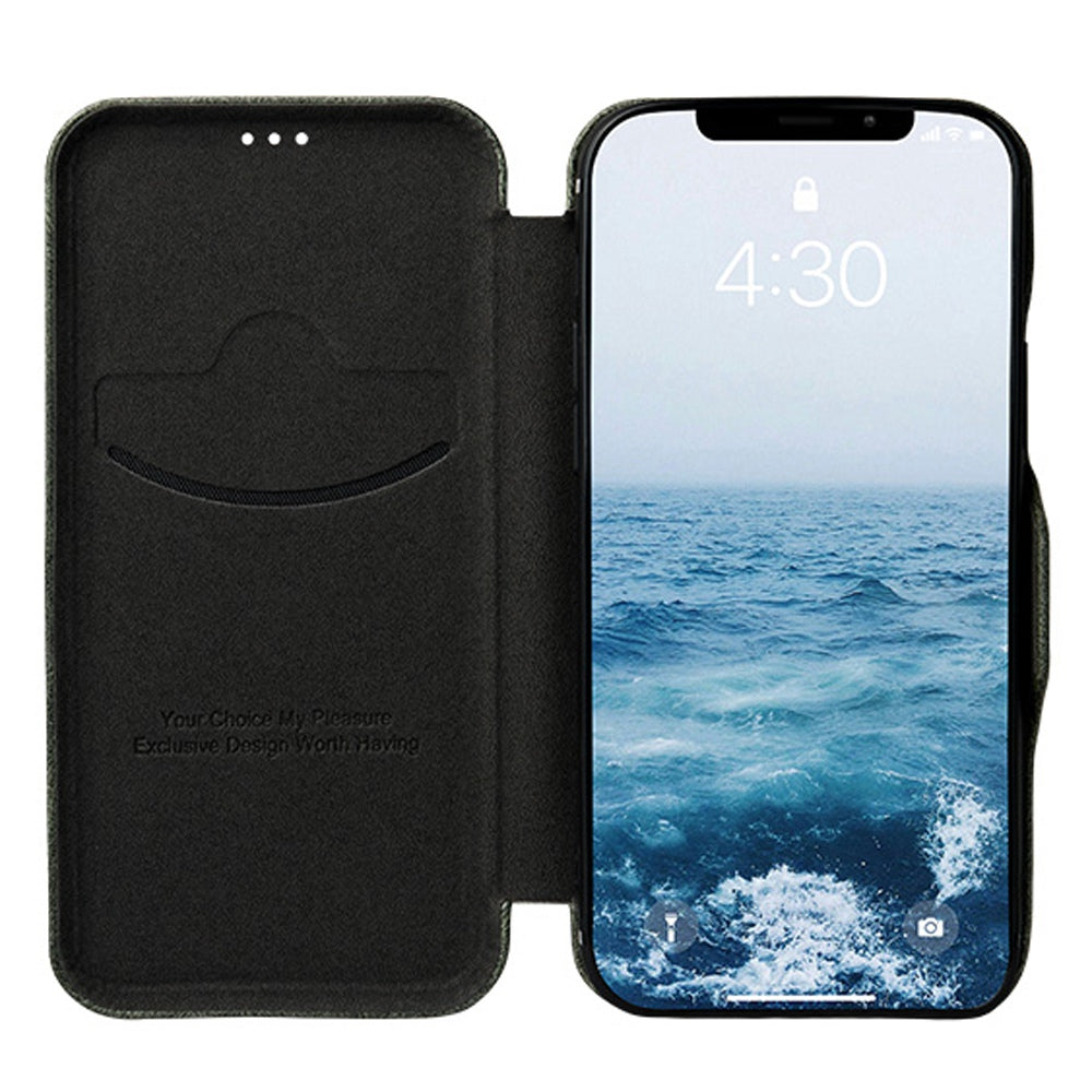 For iPhone 13 Pro 6.1 inch PU Leather Foldable Stand Case Folio Flip Magnetic Closure Card Slot Phone Cover