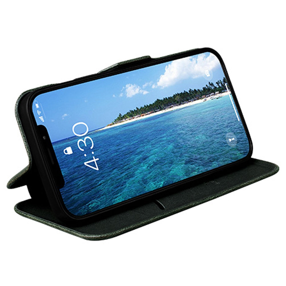 For iPhone 13 Pro 6.1 inch PU Leather Foldable Stand Case Folio Flip Magnetic Closure Card Slot Phone Cover