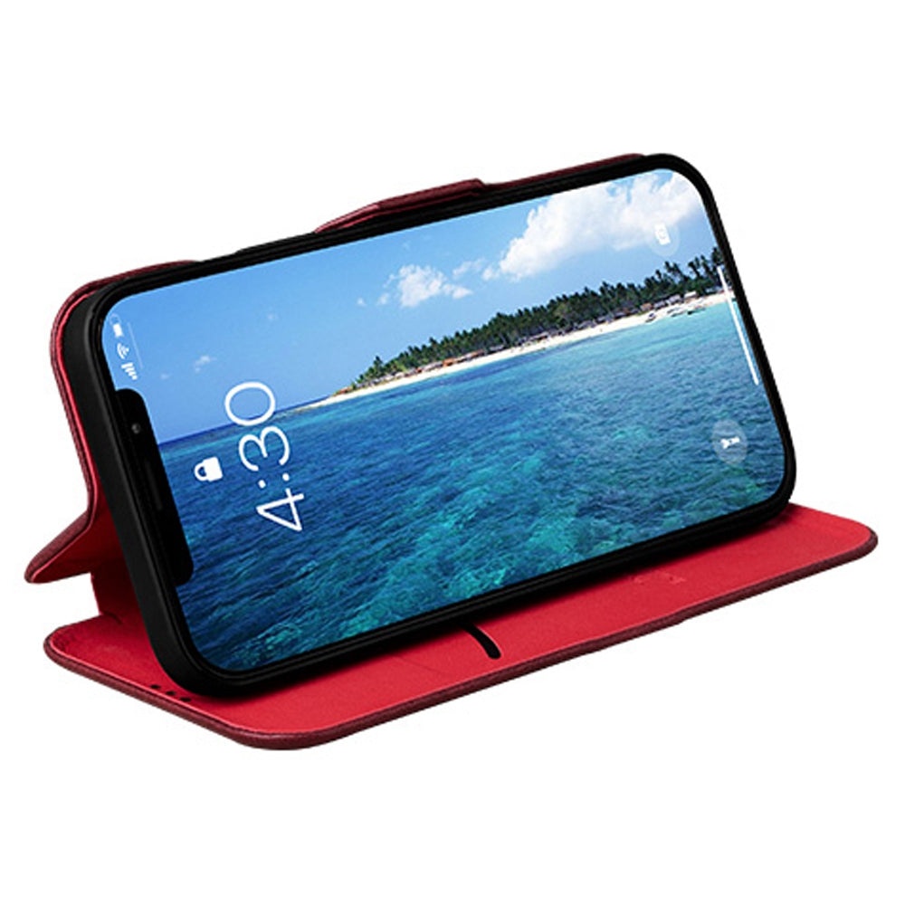 For iPhone 13 Pro 6.1 inch PU Leather Foldable Stand Case Folio Flip Magnetic Closure Card Slot Phone Cover
