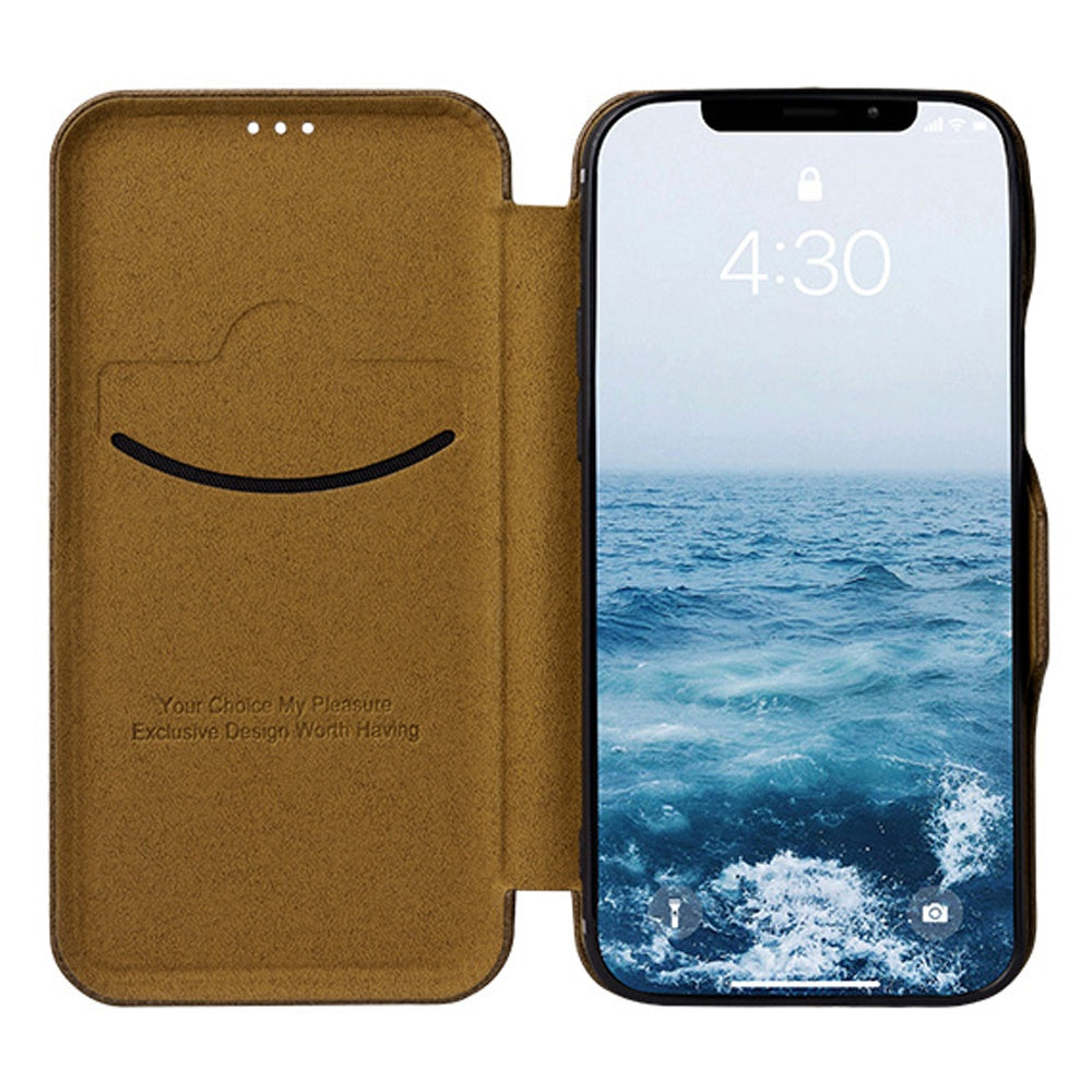 For iPhone 13 Pro 6.1 inch PU Leather Foldable Stand Case Folio Flip Magnetic Closure Card Slot Phone Cover