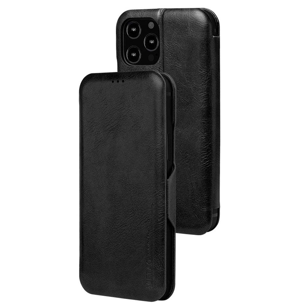 For iPhone 13 Pro 6.1 inch PU Leather Foldable Stand Case Folio Flip Magnetic Closure Card Slot Phone Cover