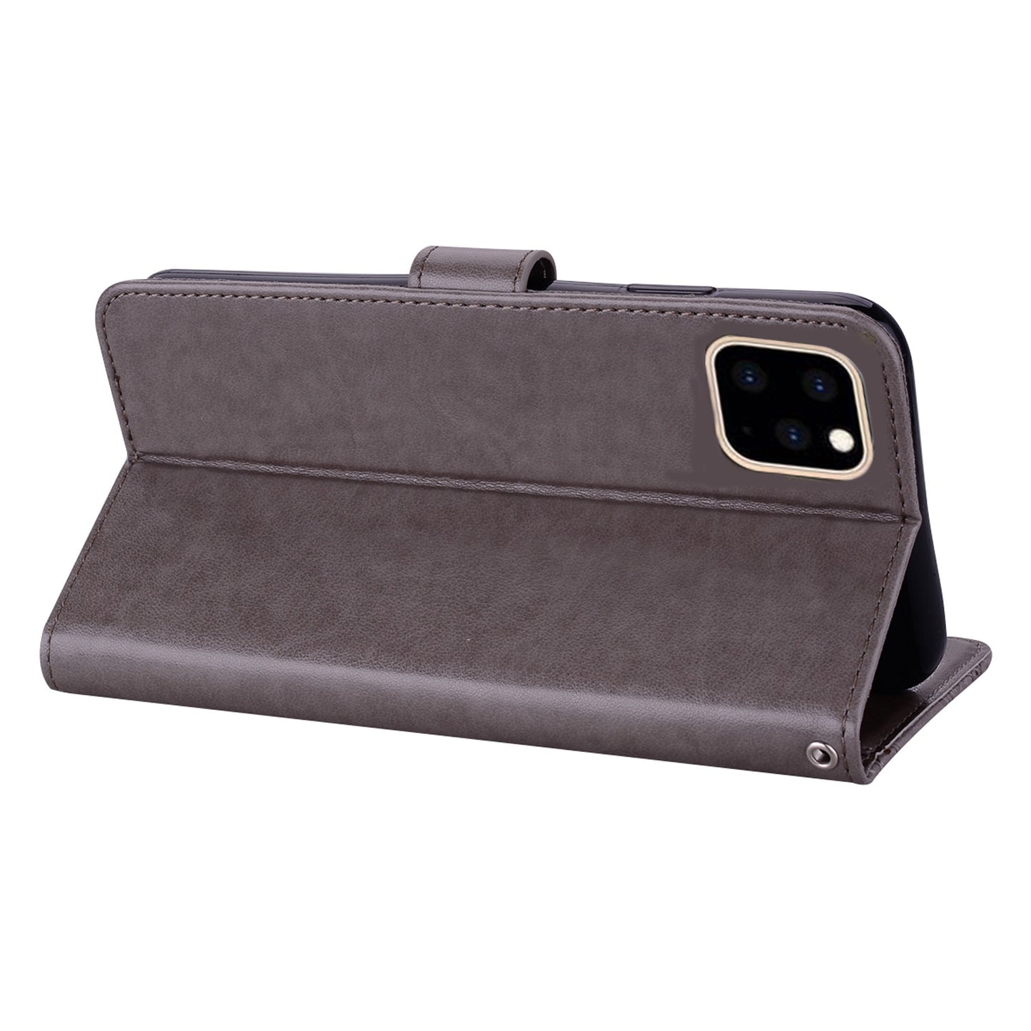 Rhinestone Decor Leather Case for iPhone 14 6.1 inch, Owl Flower Imprinted Phone Wallet Stand Cover