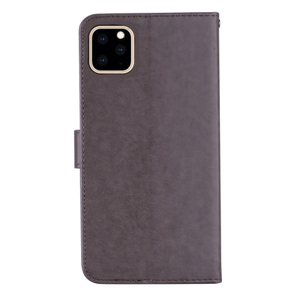 Rhinestone Decor Leather Case for iPhone 14 6.1 inch, Owl Flower Imprinted Phone Wallet Stand Cover
