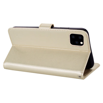 Rhinestone Decor Leather Case for iPhone 14 6.1 inch, Owl Flower Imprinted Phone Wallet Stand Cover
