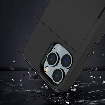 For iPhone 14 Pro 6.1 inch Anti-scratch Phone Case Card Holder  Soft TPU + Hard PC Hybrid Cover