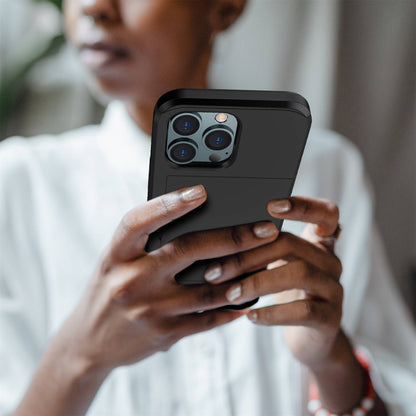 For iPhone 14 Pro 6.1 inch Anti-scratch Phone Case Card Holder  Soft TPU + Hard PC Hybrid Cover