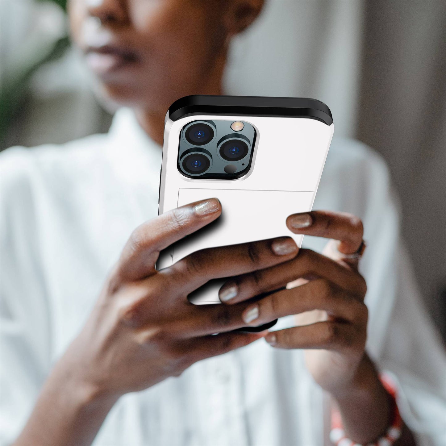 For iPhone 14 Pro 6.1 inch Anti-scratch Phone Case Card Holder  Soft TPU + Hard PC Hybrid Cover