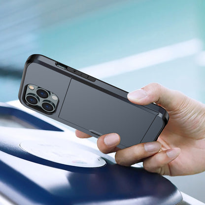 For iPhone 14 Pro 6.1 inch Anti-scratch Phone Case Card Holder  Soft TPU + Hard PC Hybrid Cover