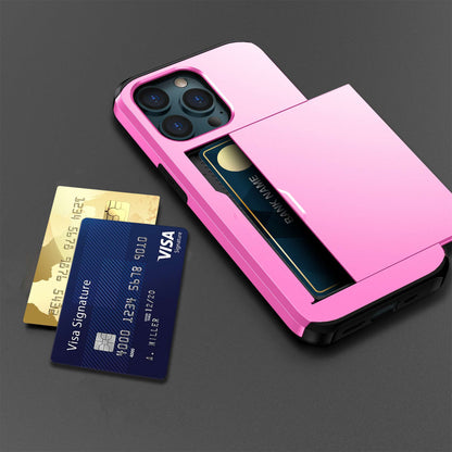 For iPhone 14 Pro 6.1 inch Anti-scratch Phone Case Card Holder  Soft TPU + Hard PC Hybrid Cover