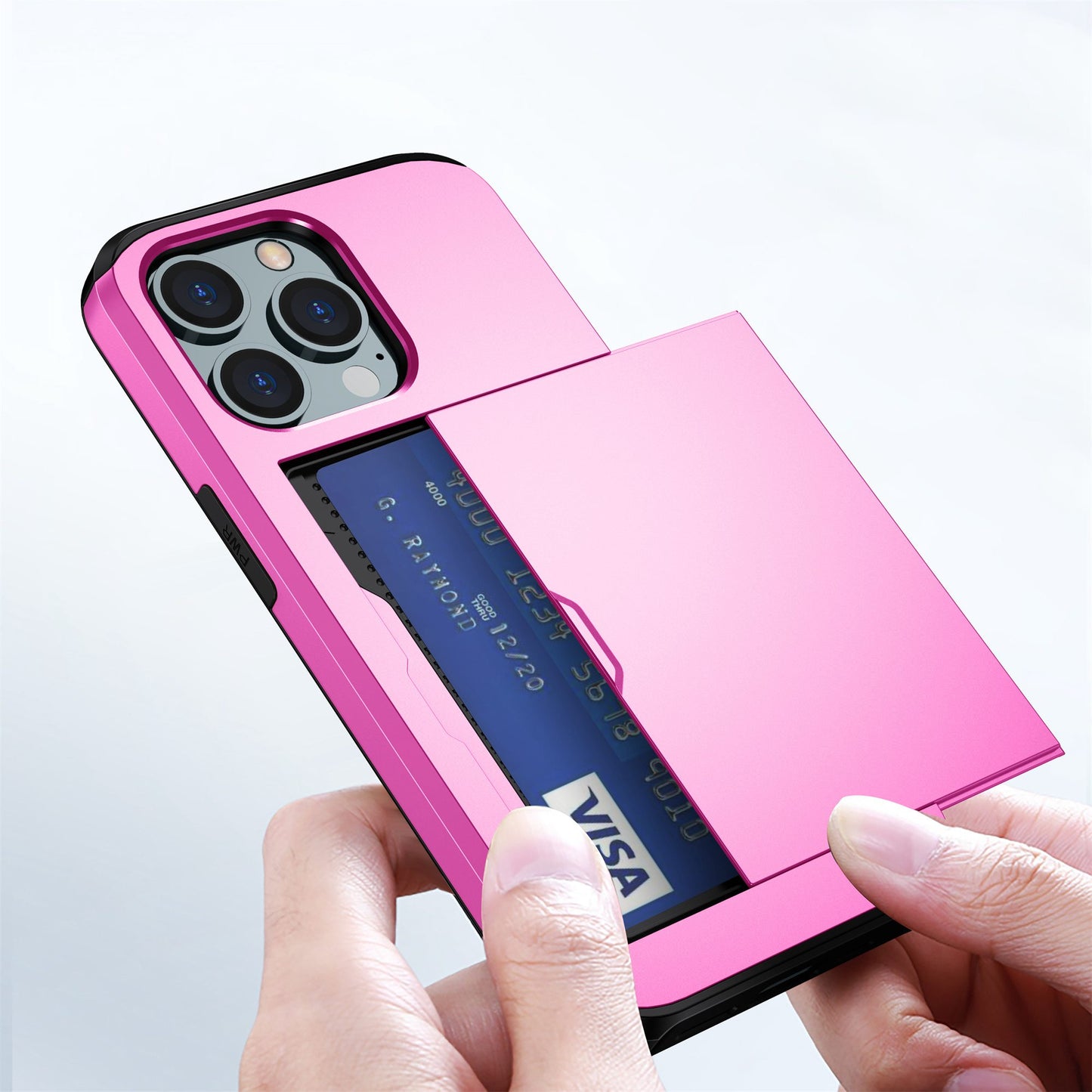 For iPhone 14 Pro 6.1 inch Anti-scratch Phone Case Card Holder  Soft TPU + Hard PC Hybrid Cover