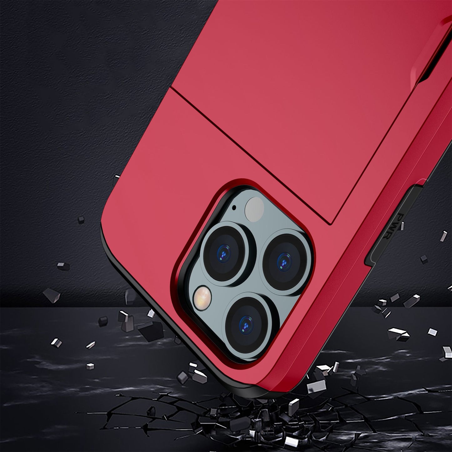 For iPhone 14 Pro 6.1 inch Anti-scratch Phone Case Card Holder  Soft TPU + Hard PC Hybrid Cover