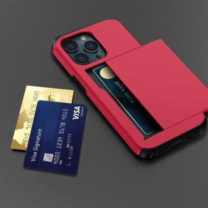 For iPhone 14 Pro 6.1 inch Anti-scratch Phone Case Card Holder  Soft TPU + Hard PC Hybrid Cover