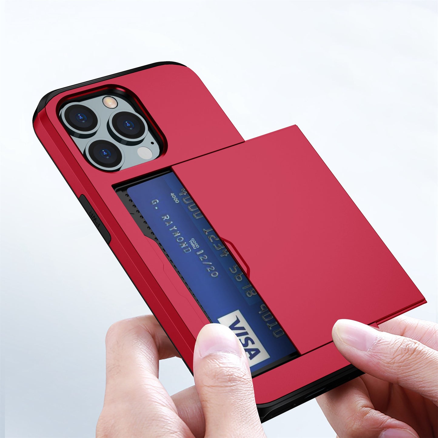 For iPhone 14 Pro 6.1 inch Anti-scratch Phone Case Card Holder  Soft TPU + Hard PC Hybrid Cover