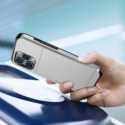 For iPhone 14 Pro 6.1 inch Anti-scratch Phone Case Card Holder  Soft TPU + Hard PC Hybrid Cover