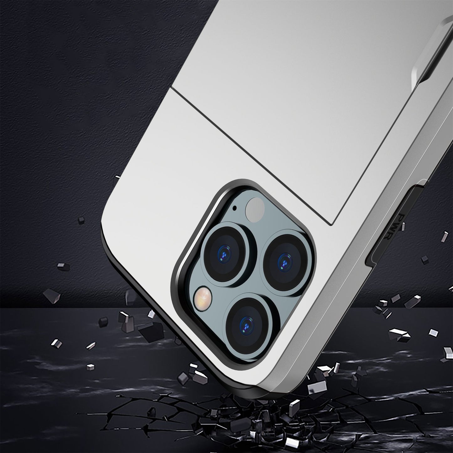 For iPhone 14 Pro 6.1 inch Anti-scratch Phone Case Card Holder  Soft TPU + Hard PC Hybrid Cover