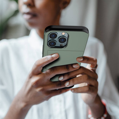 For iPhone 14 Pro 6.1 inch Anti-scratch Phone Case Card Holder  Soft TPU + Hard PC Hybrid Cover