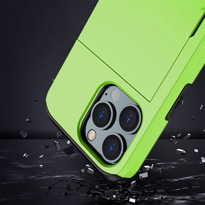 For iPhone 14 Pro 6.1 inch Anti-scratch Phone Case Card Holder  Soft TPU + Hard PC Hybrid Cover