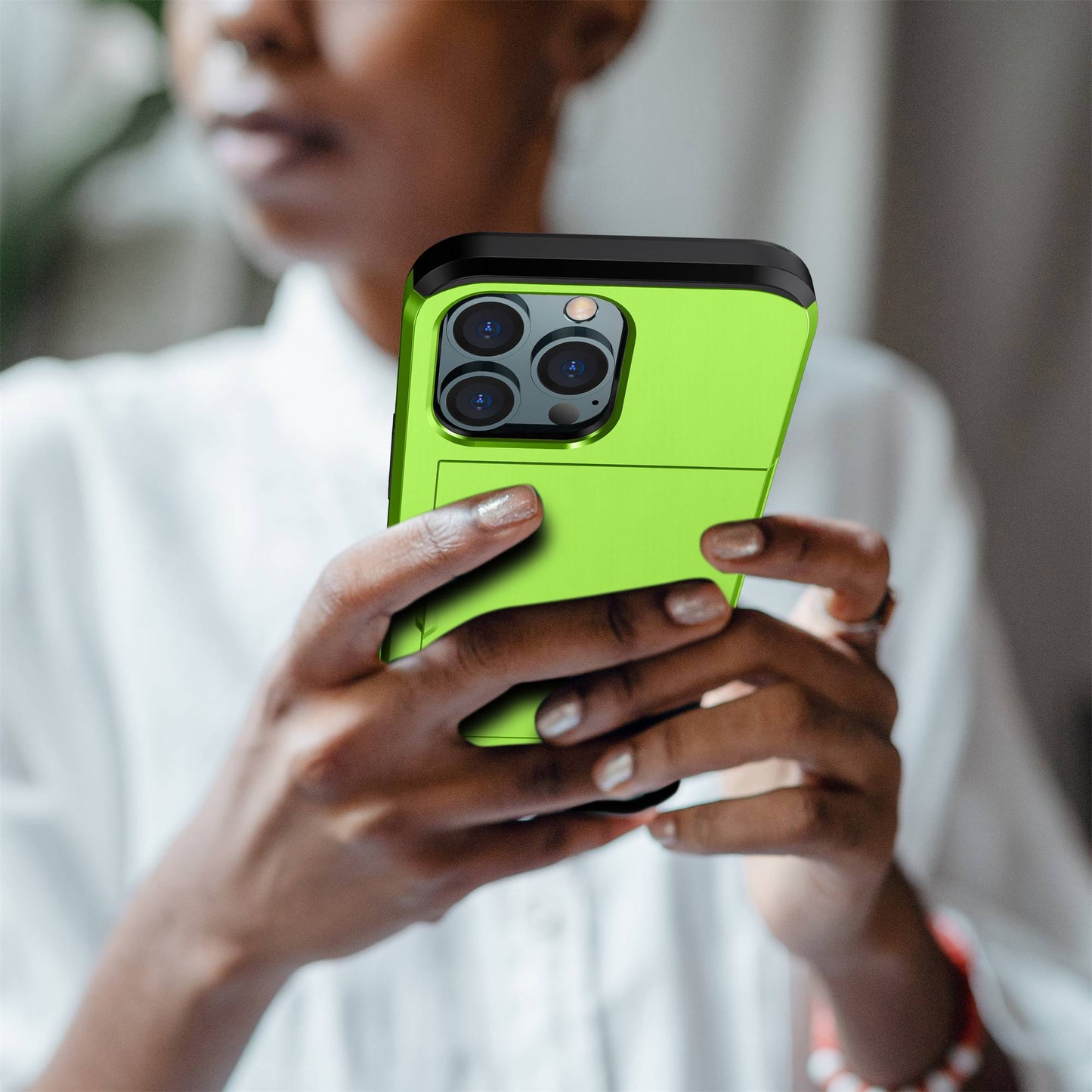 For iPhone 14 Pro 6.1 inch Anti-scratch Phone Case Card Holder  Soft TPU + Hard PC Hybrid Cover