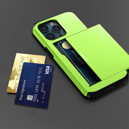 For iPhone 14 Pro 6.1 inch Anti-scratch Phone Case Card Holder  Soft TPU + Hard PC Hybrid Cover