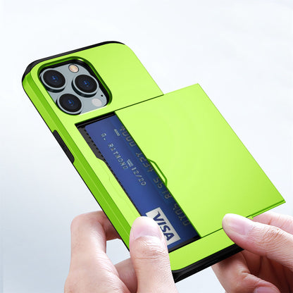 For iPhone 14 Pro 6.1 inch Anti-scratch Phone Case Card Holder  Soft TPU + Hard PC Hybrid Cover