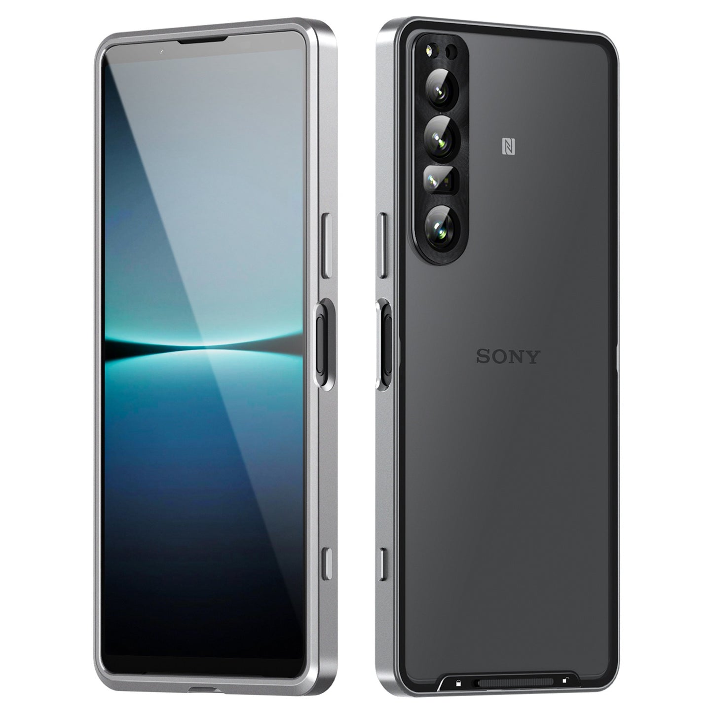 For Sony Xperia 1 IV 5G Aluminium Alloy Frame+TPU Anti-scratch Phone Back Cover Anti-drop Detachable 2-in-1 Matte Phone Case with Lens Cover+Lens Film